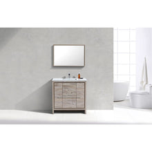 Load image into Gallery viewer, Kubebath AD636NW Dolce 36″ Nature Wood  Modern Bathroom Vanity with White Quartz Counter-Top