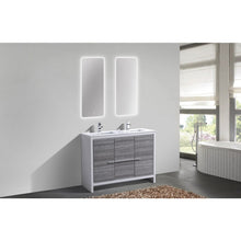 Load image into Gallery viewer, Kubebath AD648DHG Dolce 48″ Double Sink Ash Gray Modern Bathroom Vanity with White Quartz Counter-Top