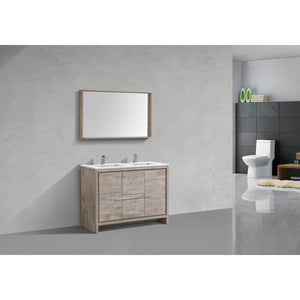 Kubebath AD648DNW Dolce 48″ Double Sink Nature Wood  Modern Bathroom Vanity with White Quartz Counter-Top