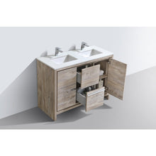 Load image into Gallery viewer, Kubebath AD648DNW Dolce 48″ Double Sink Nature Wood  Modern Bathroom Vanity with White Quartz Counter-Top
