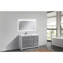 Load image into Gallery viewer, Kubebath AD648SHG Dolce 48″ Ash Gray Modern Bathroom Vanity with White Quartz Counter-Top