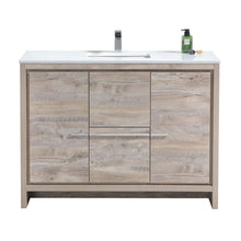 Load image into Gallery viewer, Kubebath AD648SNW Dolce 48″ Nature Wood Modern Bathroom Vanity with White Quartz Counter-Top
