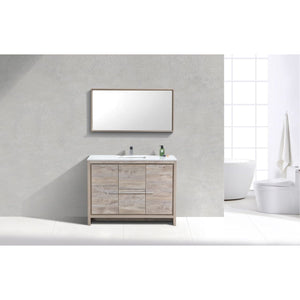 Kubebath AD648SNW Dolce 48″ Nature Wood Modern Bathroom Vanity with White Quartz Counter-Top