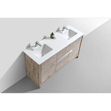 Load image into Gallery viewer, Kubebath AD660DNW Dolce 60″ Double Sink Nature Wood Modern Bathroom Vanity with White Quartz Counter-Top