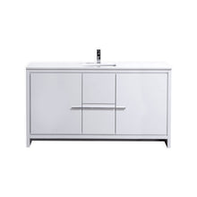 Load image into Gallery viewer, Kubebath AD660SGW Dolce 60″ High Gloss White Modern Bathroom Vanity with White Quartz Counter-Top