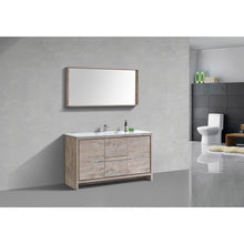 Load image into Gallery viewer, Kubebath AD660SNW Dolce 60″ Nature Wood Modern Bathroom Vanity with White Quartz Counter-Top