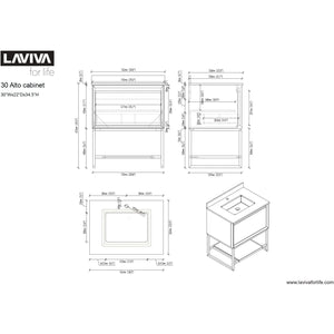LAVIVA 313SMR-30W-WS Alto 30 - White Cabinet + White Stripes Countertop