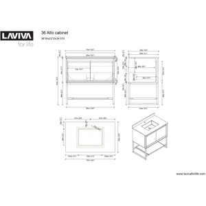 LAVIVA 313SMR-36W-WC Alto 36 - White Cabinet + White Carrara Countertop