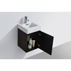 Kubebath BSL16-BK Bliss 16" Black Wall Mount Modern Bathroom Vanity