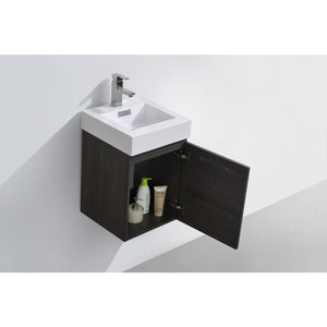 Kubebath BSL16-GO Bliss 16" Gray Oak Wall Mount Modern Bathroom Vanity