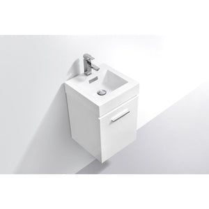 Kubebath BSL16-GW Bliss 16" High Gloss White Wall Mount Modern Bathroom Vanity