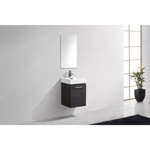 Kubebath BSL16-HGGO Bliss 16" High Gloss Gray Oak Wall Mount Modern Bathroom Vanity