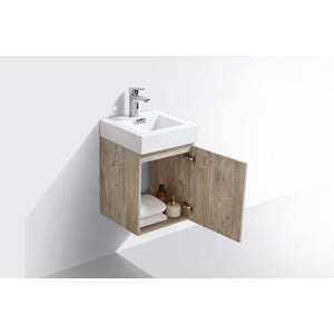 Kubebath BSL16-NW Bliss 16" Nature Wood Wall Mount Modern Bathroom Vanity