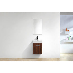 Kubebath BSL16-WNT Bliss 16" Walnut Wall Mount Modern Bathroom Vanity