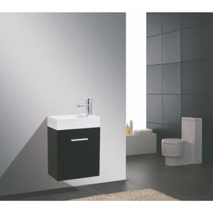Kubebath BSL18-BK Bliss 18" Black Wall Mount Modern Bathroom Vanity