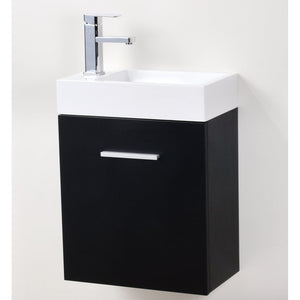 Kubebath BSL18-BK Bliss 18" Black Wall Mount Modern Bathroom Vanity