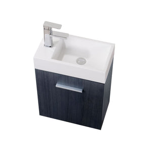 Kubebath BSL18-GO Bliss 18" Gray Oak Wall Mount Modern Bathroom Vanity