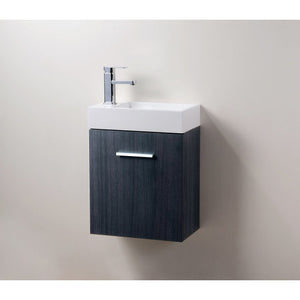 Kubebath BSL18-GO Bliss 18" Gray Oak Wall Mount Modern Bathroom Vanity