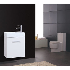 Kubebath BSL18-GW Bliss 18" High Gloss White Wall Mount Modern Bathroom Vanity