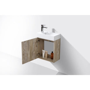 Kubebath BSL18-NW Bliss 18" Nature Wood Wall Mount Modern Bathroom Vanity