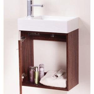 Kubebath BSL18-WNT Bliss 18" Walnut Wall Mount Modern Bathroom Vanity