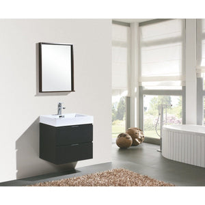 Kubebath BSL24-BK Bliss 24" Black Wall Mount Modern Bathroom Vanity