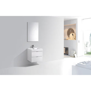 Kubebath BSL24-GW Bliss 24" High Gloss White Wall Mount Modern Bathroom Vanity