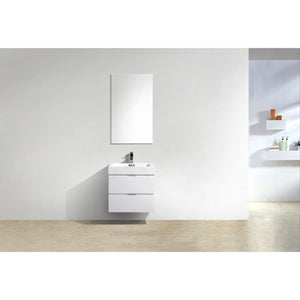 Kubebath BSL24-GW Bliss 24" High Gloss White Wall Mount Modern Bathroom Vanity