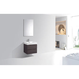 Kubebath BSL24-HGGO Bliss 24" High Gloss Gray Oak Wall Mount Modern Bathroom Vanity