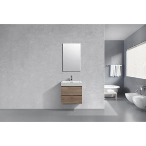 Kubebath BSL24-BTN Bliss 24" Butternut Wall Mount Modern Bathroom Vanity
