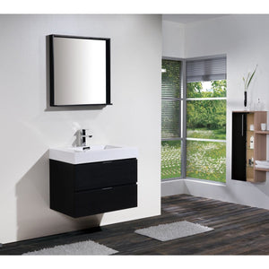 Kubebath BSL30-BK Bliss 30" Black Wall Mount Modern Bathroom Vanity