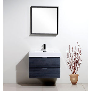 Kubebath BSL30-GO Bliss 30" Gray Oak Wall Mount Modern Bathroom Vanity