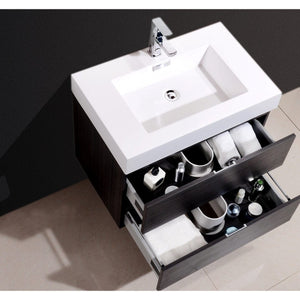 Kubebath BSL30-GO Bliss 30" Gray Oak Wall Mount Modern Bathroom Vanity