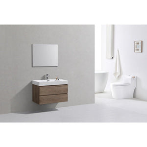 Kubebath BSL36-BTN Bliss 36" Butternut Wall Mount Modern Bathroom Vanity