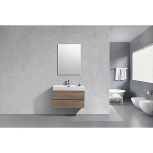 Kubebath BSL36-BTN Bliss 36" Butternut Wall Mount Modern Bathroom Vanity