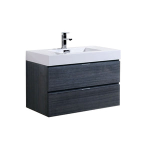 Kubebath BSL36-GO Bliss 36" Gray Oak Wall Mount Modern Bathroom Vanity