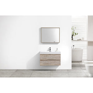 Kubebath BSL36-NW Bliss 36" Nature Wood Wall Mount Modern Bathroom Vanity