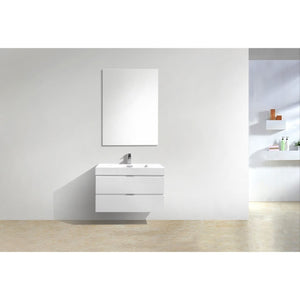 Kubebath BSL36-GW Bliss 36" High Gloss White Wall Mount Modern Bathroom Vanity
