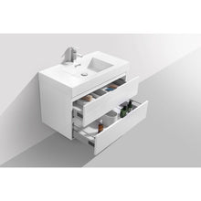 Load image into Gallery viewer, Kubebath BSL36-GW Bliss 36&quot; High Gloss White Wall Mount Modern Bathroom Vanity