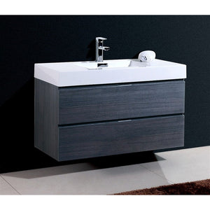 Kubebath BSL40-GO Bliss 40" Gray Oak Wall Mount Modern Bathroom Vanity