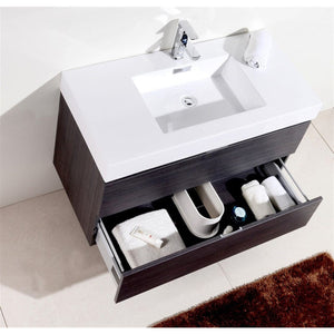 Kubebath BSL40-GO Bliss 40" Gray Oak Wall Mount Modern Bathroom Vanity