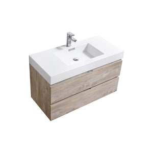 Kubebath BSL40-NW Bliss 40" Nature Wood Wall Mount Modern Bathroom Vanity