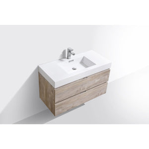 Kubebath BSL40-NW Bliss 40" Nature Wood Wall Mount Modern Bathroom Vanity