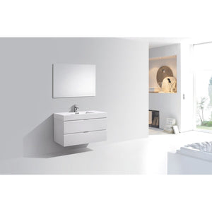 Kubebath BSL40-GW Bliss 40" High Gloss White Wall Mount Modern Bathroom Vanity