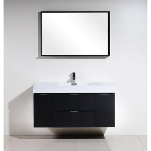 Kubebath BSL48-BK Bliss 48" Black Wall Mount Modern Bathroom Vanity