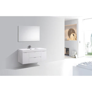 Kubebath BSL48-GW Bliss 48" High Gloss White Wall Mount Modern Bathroom Vanity