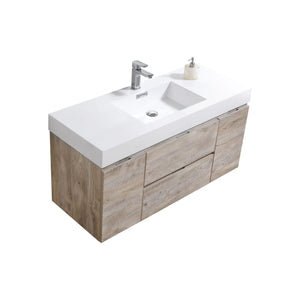 Kubebath BSL48-NW Bliss 48" Nature Wood Wall Mount Modern Bathroom Vanity