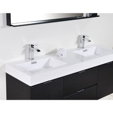 Load image into Gallery viewer, Kubebath BSL60D-BK Bliss 60&quot; Double  Sink Black Wall Mount Modern Bathroom Vanity