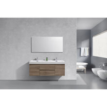 Load image into Gallery viewer, Kubebath BSL60D-BTN Bliss 60&quot; Double  Sink Butternut Wall Mount Modern Bathroom Vanity