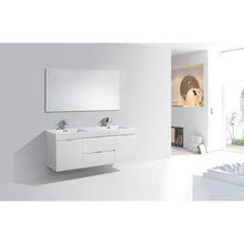Load image into Gallery viewer, Kubebath BSL60D-GW Bliss 60&quot; Double Sink High Gloss White Wall Mount Modern Bathroom Vanity
